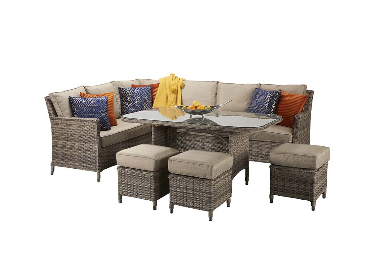 Signature Weave Edwina Corner Garden Dining Sofa Set Brown Sethcodoorstore